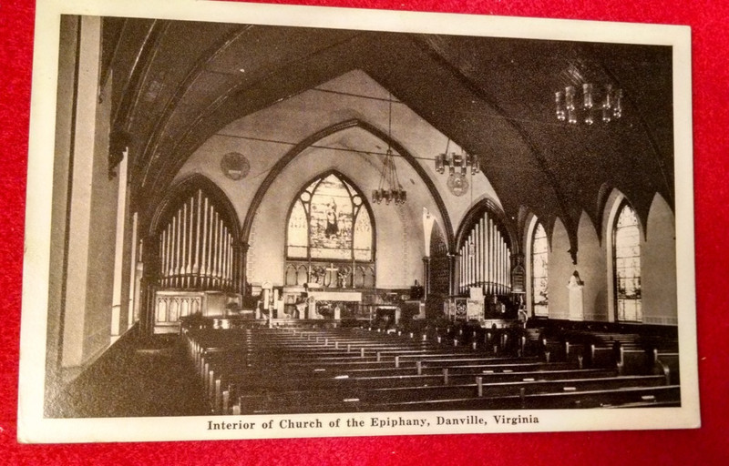 Danville Virginia VA Interior of Church of the Epiphany postcard