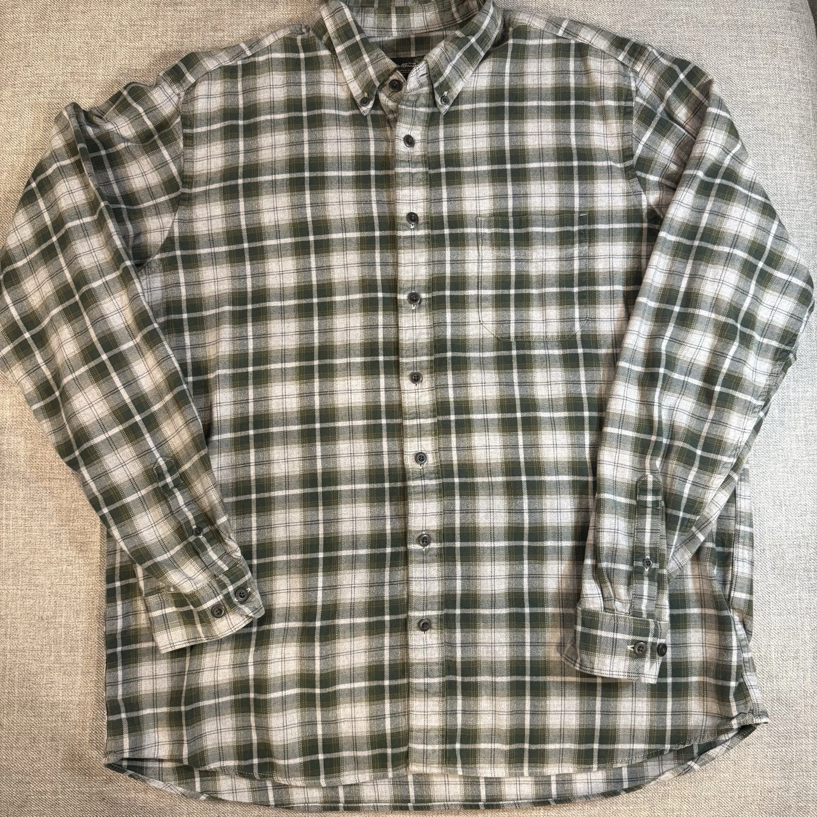 Eddie Bauer Flannel Mens Plaid Classic Fit Shirt Sz XL Tall TXL Green XLT