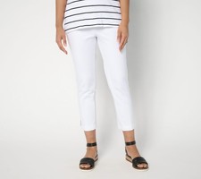 Isaac Mizrahi Live Petite 24/7 Stretch Icon Straight Crop Pants Bright White 16