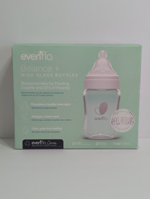 Evenflo Balance Wide-Neck Glass Anti-Colic Baby Bottles 6oz (3