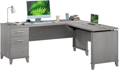 Ergonomic 72'' L-Shaped Sit-Stand Desk in Platinum Gray - Adjustable Office Table