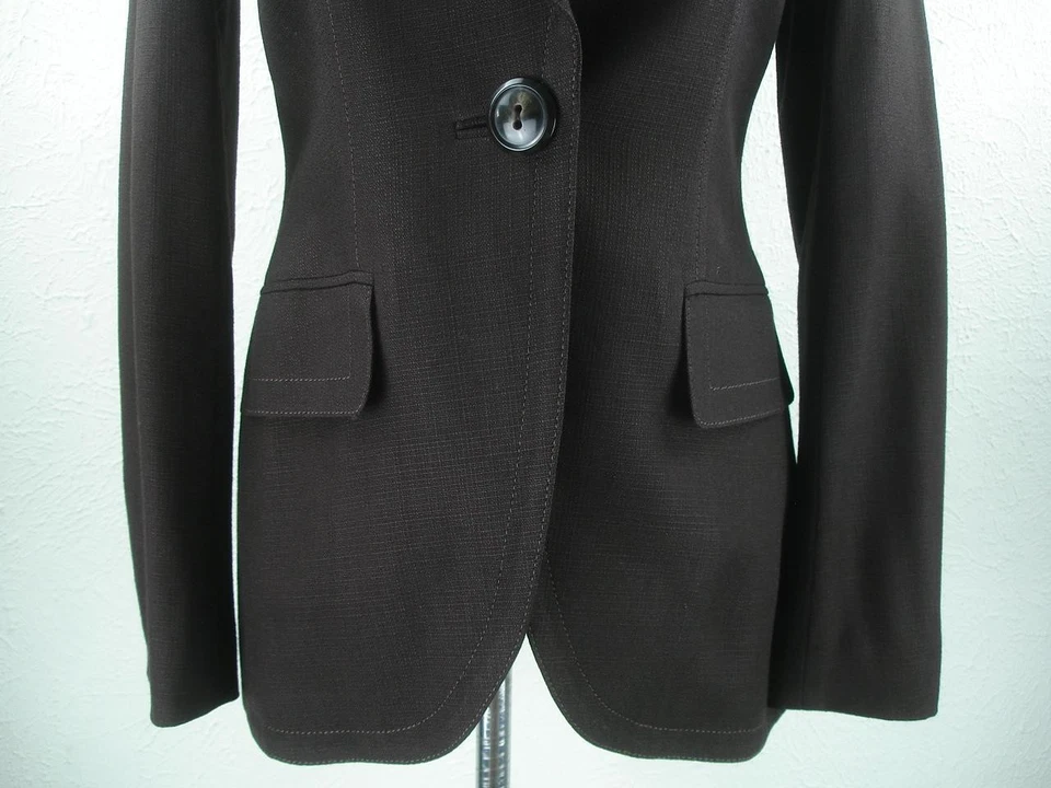 Mujer 8 38 Escada Marrón 2 Piezas Traje Puños Anchos Pierna Pantalones 30 X 32 Chaqueta Blazer Foto 4 de 4