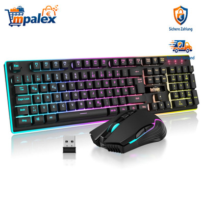 RedThunder K10 Kabelloses Gaming Tastatur und Maus Set QWERTZ DE 30