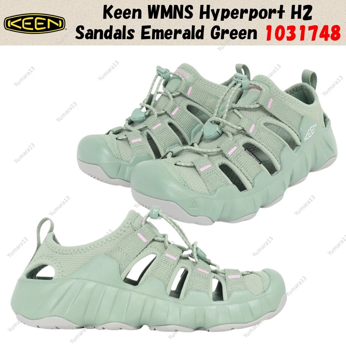 Keen WMNS Hyperport H2 Sandals Emerald Green 1031748 Women's Size