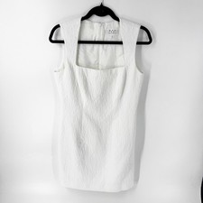 David Meister Womens White Textured Matelasse Square Neck Sheath Mini Dress 8