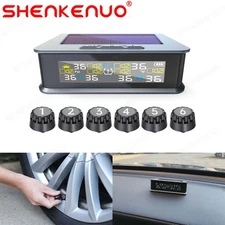 Solar Bus RV Truck TPMS Wireless Tire Pressure Monitoring W/ 6 External Sensor