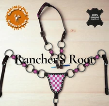 Western Leather Tack Set For Horse | Pink Checkered Gladiator Ring Tack Set