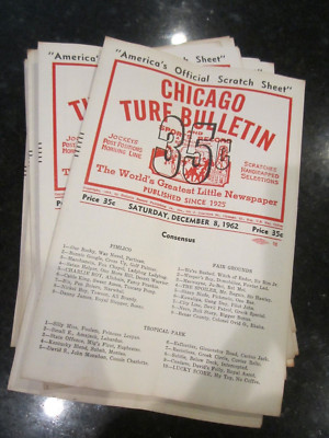 LOT OF 20 1962 CHICAGO TURF BULLETIN HORSE RACING BROCHURES LOT 5 - GW-52