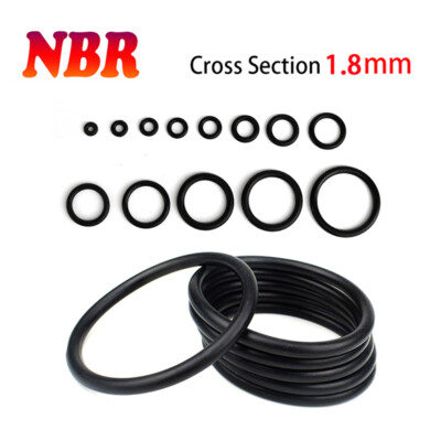 Schwarz (NBR) O-Ring 1.8-130mm Innendurchmesser 1.8mm Querschnitt Dichtungsring