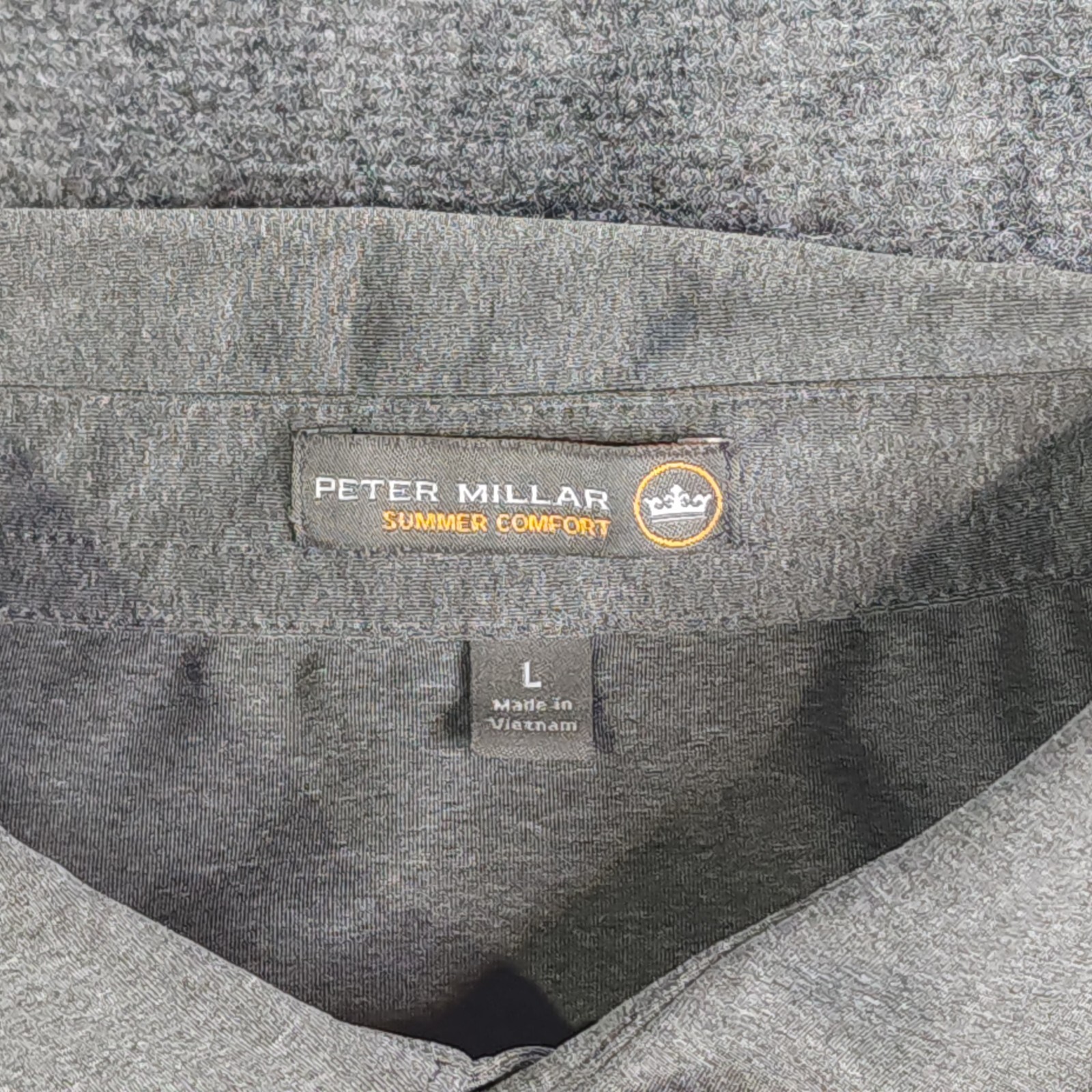 Peter Millar Polo Large Gray Solid Summer Comfort… - image 4