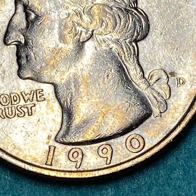 Rare 1990 D Washington Quarter, DDO And DDR, Multiple Errors Coin
