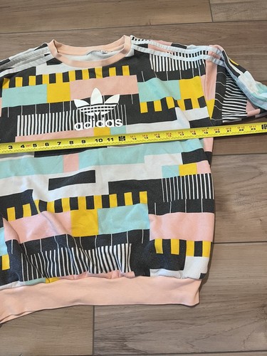 Adidas Youth 13-14 Large Abstract Colorblock Trefoil Sweater Pullover Jumper - Picture 5 of 7