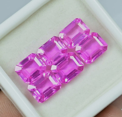 6 Pcs Natural Mogok Pink Ruby 24.65 Ct Mix Size Emerald Shape Certified Gemstone