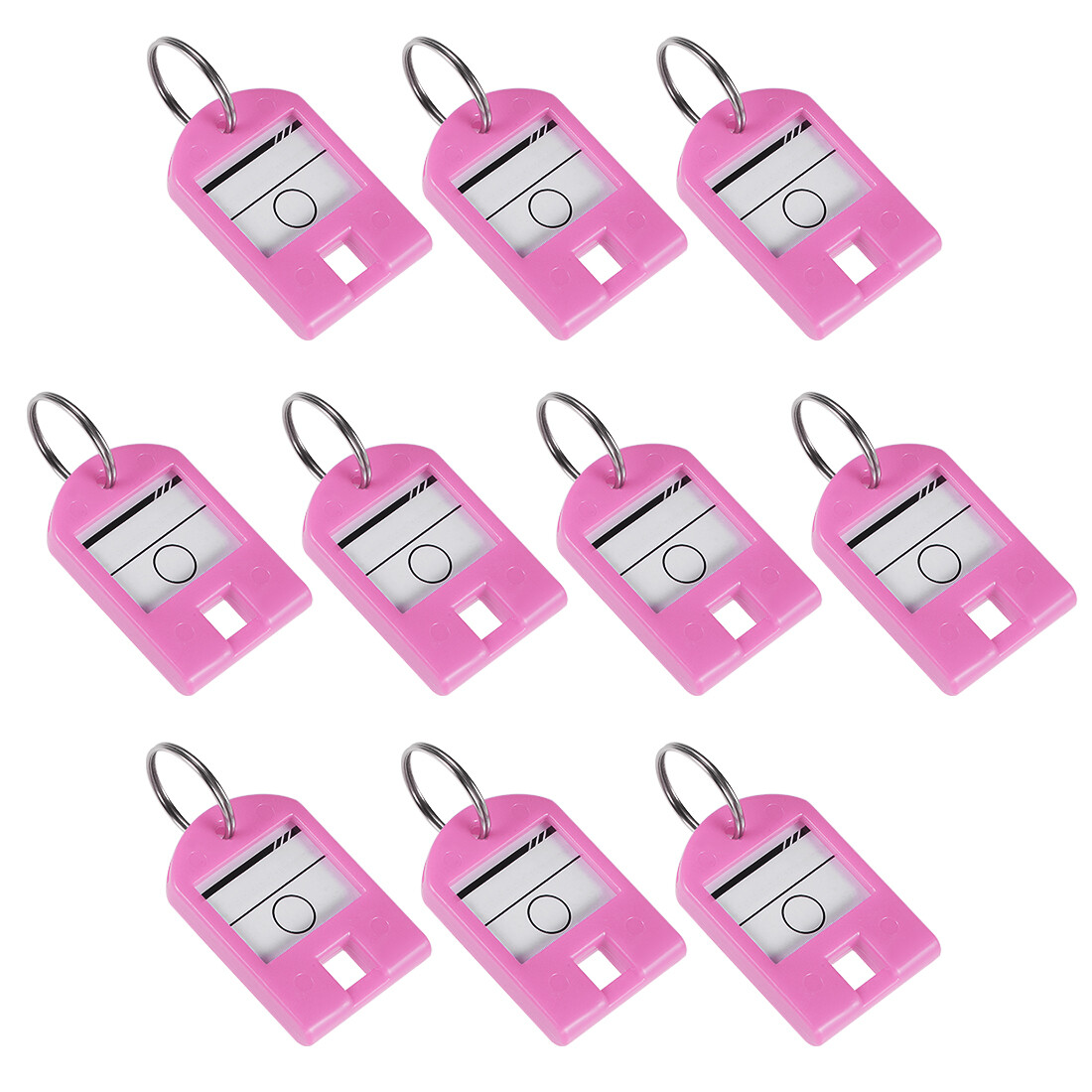 Plastic Key Tags with Split Ring Keychain ID Label Window 40x27mm, Pink 10Pcs