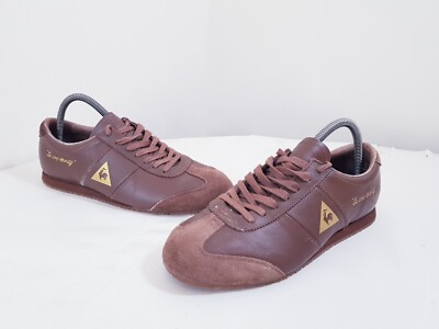 Le Coq Sportif Trainers Mens UK 6.5 Brown Gold Lace Up Retro 90s