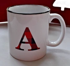 Monogram A Jumbo Coffee Mug Tea Hot Chocolate Plaid Tartan 4.25" Tall 4" Wide