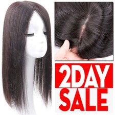 Clip In 100 Remy Human Hair Extensions Mono Silk Base Topper Toupees Hairpiece