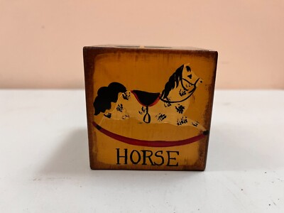 VINTAGE MAUDE RISHER CIARDI SIGNED HAND PAINTED WOOD BLOCK ROCKING HORSE