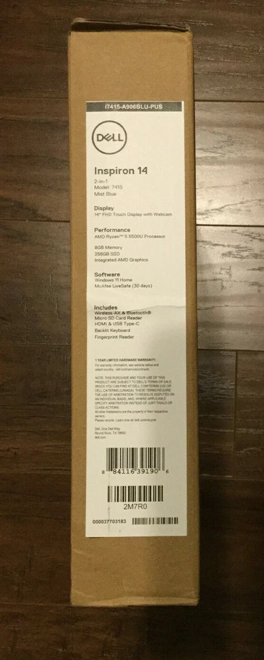 Dell i7415-A906BLU-PUS 2-in-1 14" Touch-Screen Laptop Ryzen 5 5500U 8GB 256G SSD - Image 2 of 4