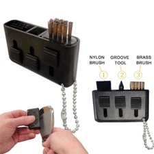 JP Lann 3 in 1 Golf Brush - Nylon Brush, Brass Brush & Groove Tool