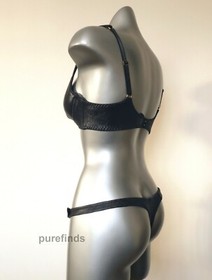 AGENT PROVOCATEUR SOIREE MARCELLA LEATHER BRA 32C & THONG SIZE 2 NWT RRP &pound;620