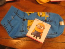 Despicable Me Kids Socks - Minions on blue socks - fits sizes 7-9