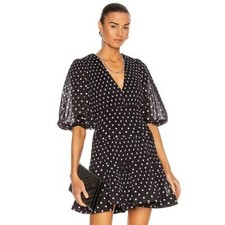 Zimmermann Polka Dot pleated Mini Dress AU 0 / US 4 black black