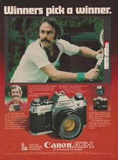 1978 Canon AE-1 Cameras - Pro Tennis John Newcombe - "Winners" - Print Ad Photo