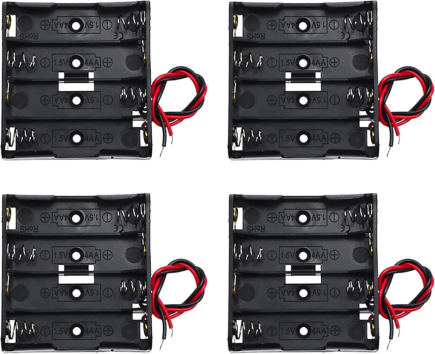 4 Pack 4 X AA Thicken Battery Holder with I Type Wired Battery Clip Standard Sna