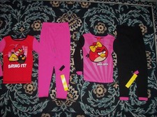 Angry Birds Sleepwear Pajamas 2pc Set Girls 8 10 Black Pink Bring It New