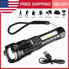 USB Rechargeable 19LED Flashlight White Laser Zoomable Camping Hiking Work Lamp
