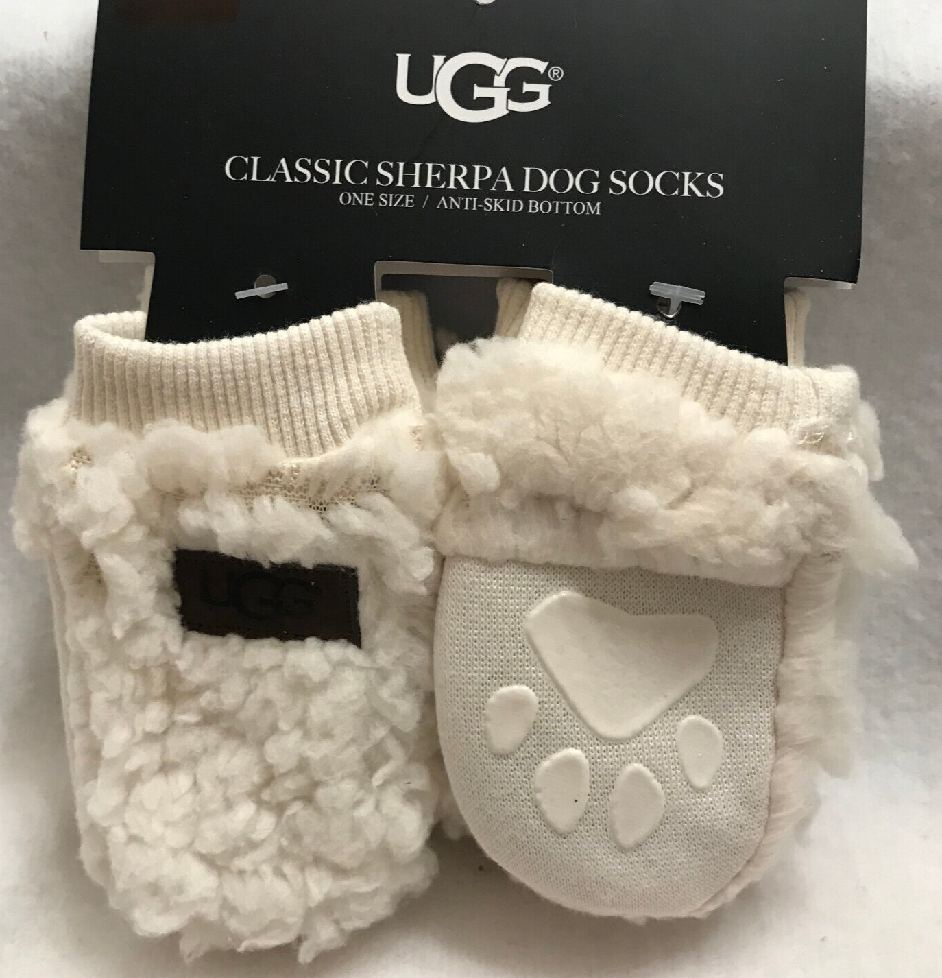 SAOLA UGG Pantofole per Cani Calze Colore Crema Suola Antiscivolo 4" x 2" NUOVE