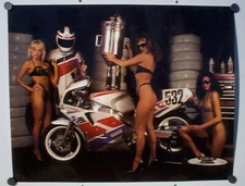 Vintage Rad N Bad Poster Yamaha FZR Superbike Cyclecraft Girls 1992