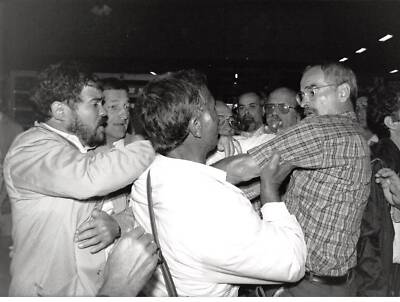 Pressefoto.MLE10136.25x18 cm ca.1989 Streik.Mulhouse.Peugeot