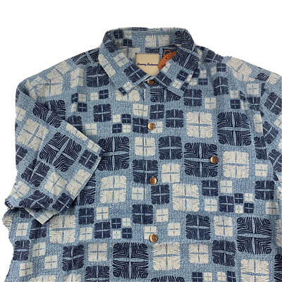 Tommy Bahama Camp Shirt Isla Tiles Fresh Air 100% Silk T317612 New Medium M