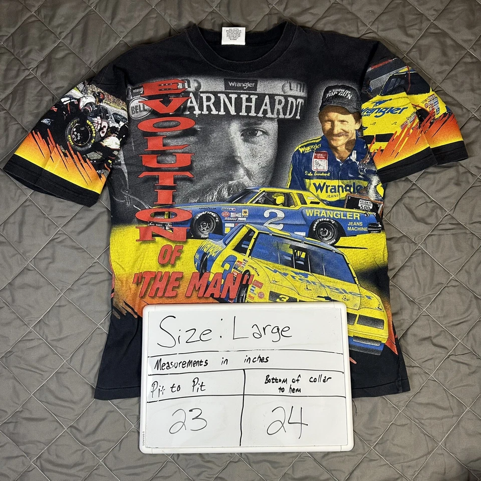 VINTAGE Chase Dale Earnhardt Shirt Large Black AOP Nascar Evolution of the Man - Image 2 of 4