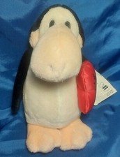Vintage 1984 Dakin Opus Penguin Lust Original Tags Plush with Red Satin Heart