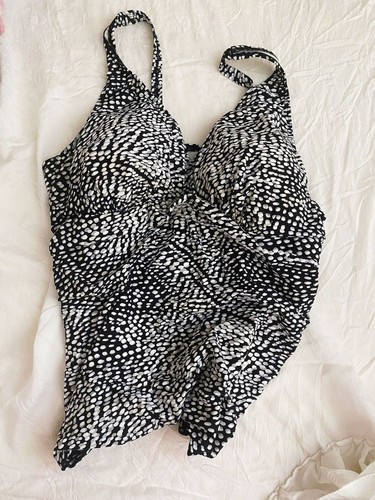 Women Swimming Suits Two Piece Tankini Set for Women Black White Spot Size 3XL - Picture 3 of 10