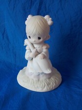 PRECIOUS MOMENTS 'GOD IS LOVE' Girl w/ Goose Figurine Jonathan  David 1980