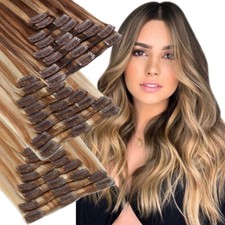 US Stock 100 Remy Human Hair Extensions Clip In Real Hair FULL HEAD Highlight
