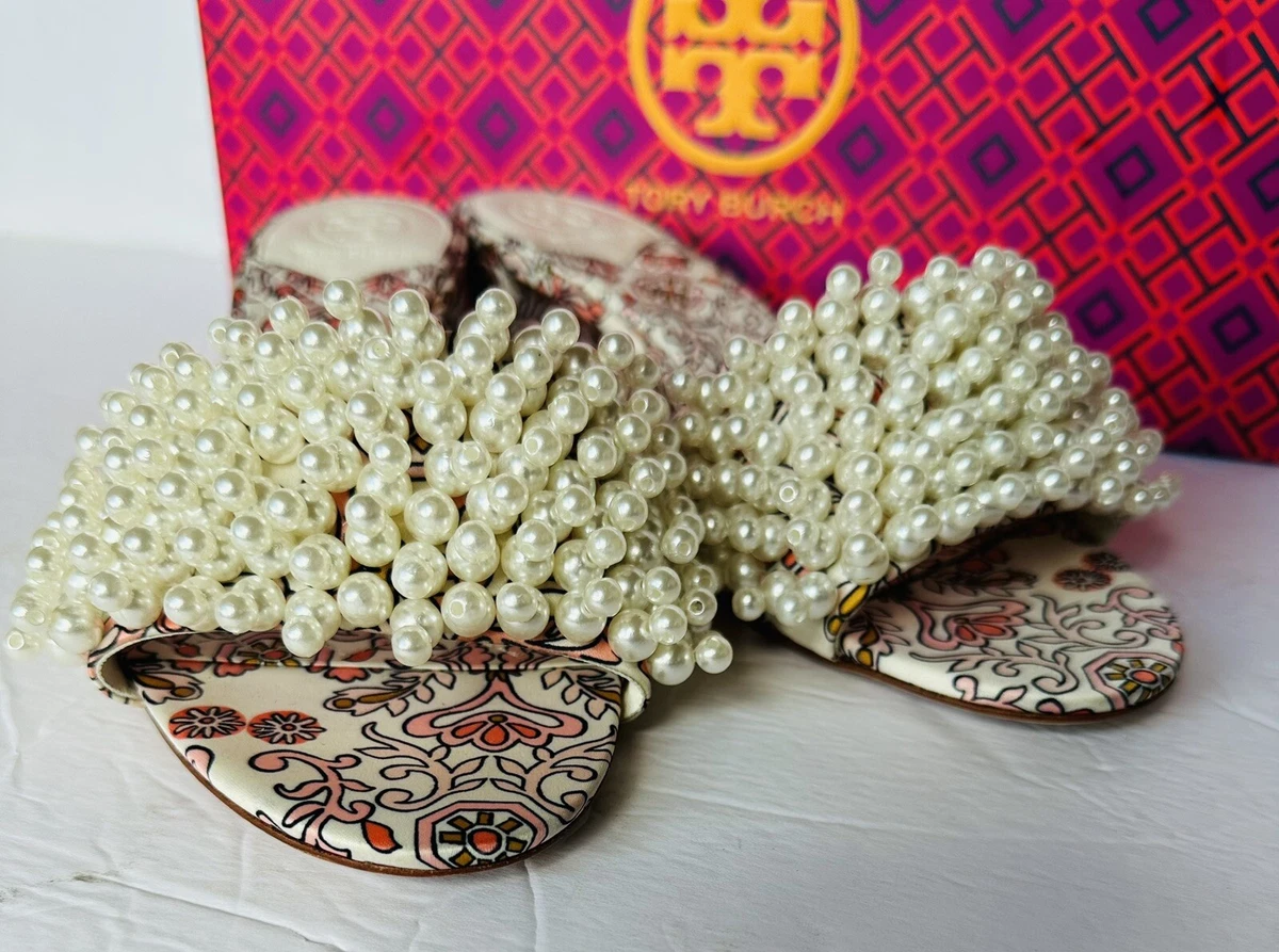 Tory burch top pearl flip flops