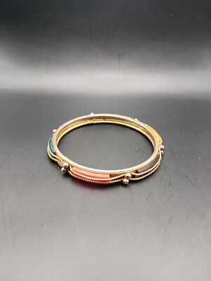 Handarbeit Armband Vintage Edelstahl Metall bunt Ebonit 70er Jahre Geschenk