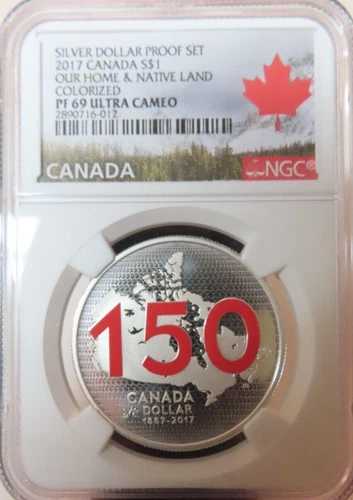2017  Canada 150th Anniversary Silver Dollar Proof Our Home Native Land NGC PR69