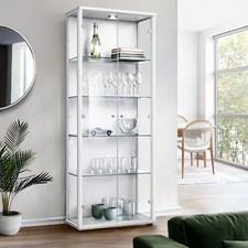 K-Möbel Glasvitrine in Weiss (176x67x33 cm); Regal Schrank ESG Sammlervitrine