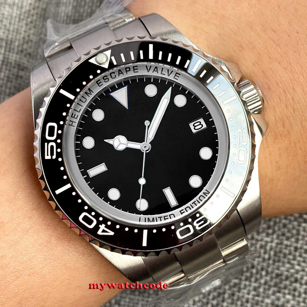 43mm BLIGER Black Blue Dial 24 jewels Miyota NH35A SEA Automatic