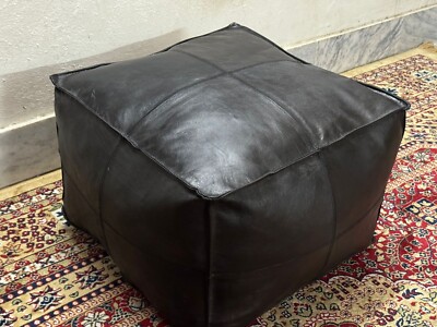 Footstool Moroccan Ottoman New Real Unstuffed 20'' Elegant Pouffe Leather