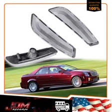 For 2003-2007 Cadillac CTS CTS V Clear Lens Front Bumper Side Marker Lights 2PCS