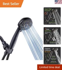 High Pressure 6-Setting Oil Rubbed Bronze Handheld Shower Head with Stainless...