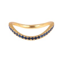 Natural Blue Sapphire Gemstone Solid 14k Yellow Gold Twisted Band Ring Jewelry