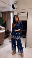 Party Wear Pure Cotton Kurti Palazzo Set Pakistani Designer Top Kurta Cord Set